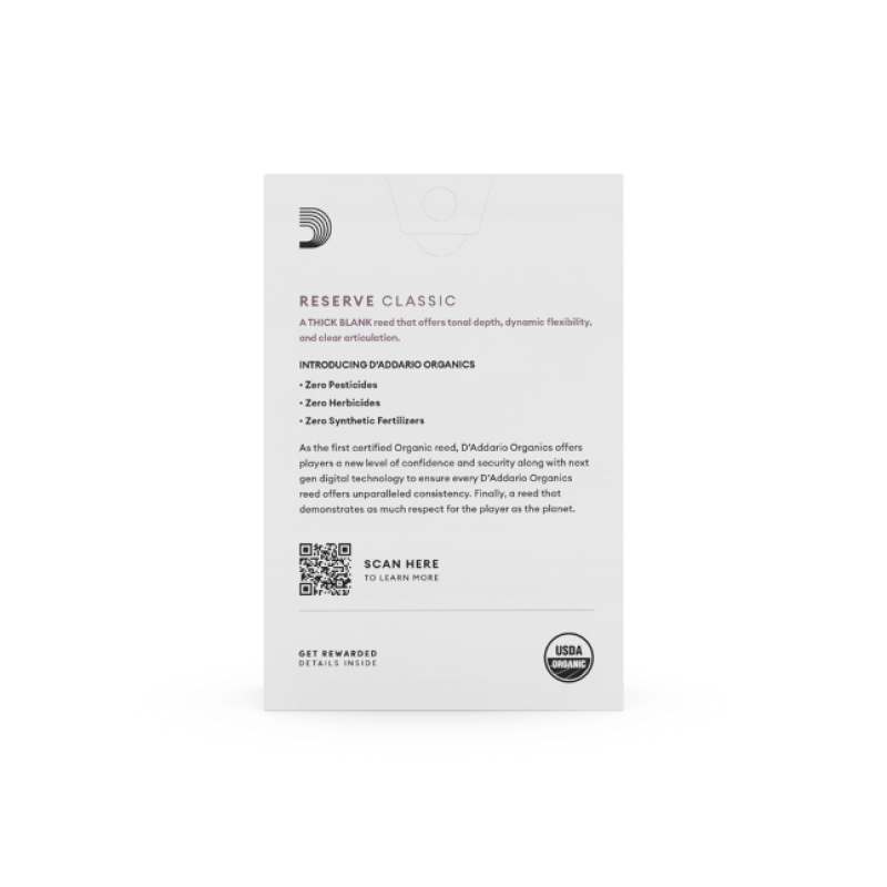D'addario Organic Reserve Classic Bb-Klarinettenblätter Boehm